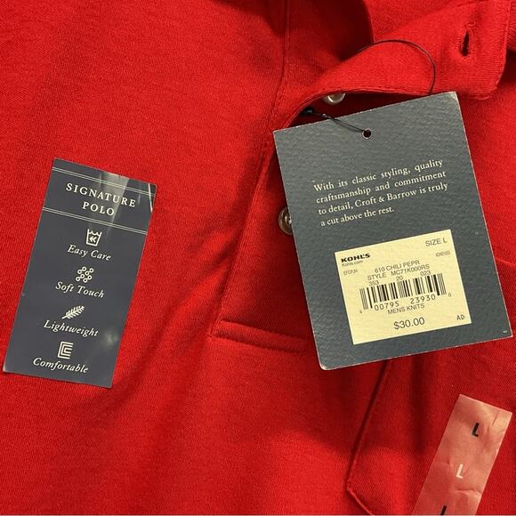 Croft & Barrow Polo Men's Lg Red Athleisure Golf Sports Travel Vacation Casual - Picture 4 of 9